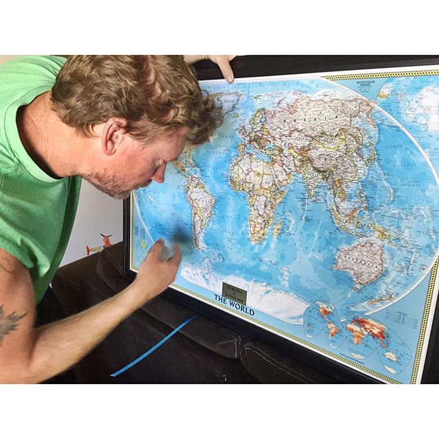 Paper push pin map in a real home