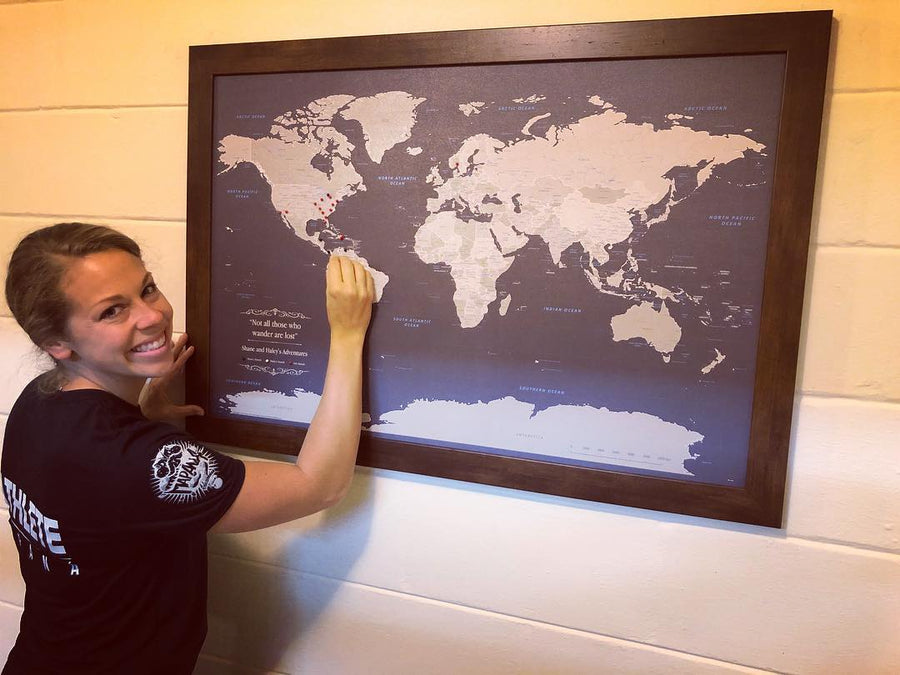 Paper push pin map in a real home