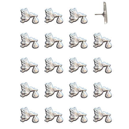 Stork Push Pins Silver Pack of 20