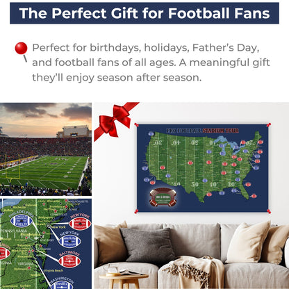 Football Stadium Push Map Canvas Poster - Multiple Sizes