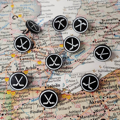 Hockey Puck Push Pins - Novelty Sports Pins