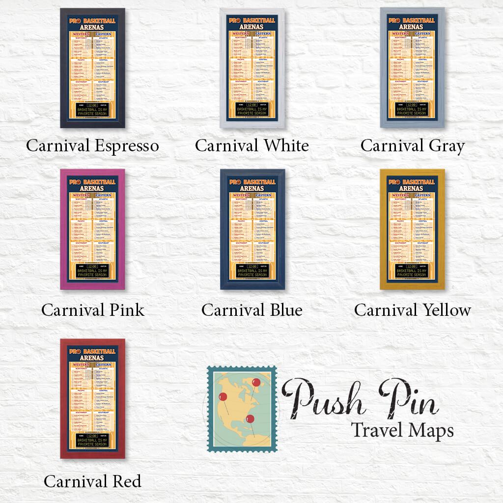 Pro Basketball Arena Checklist Shown in Premium Carnival Frames