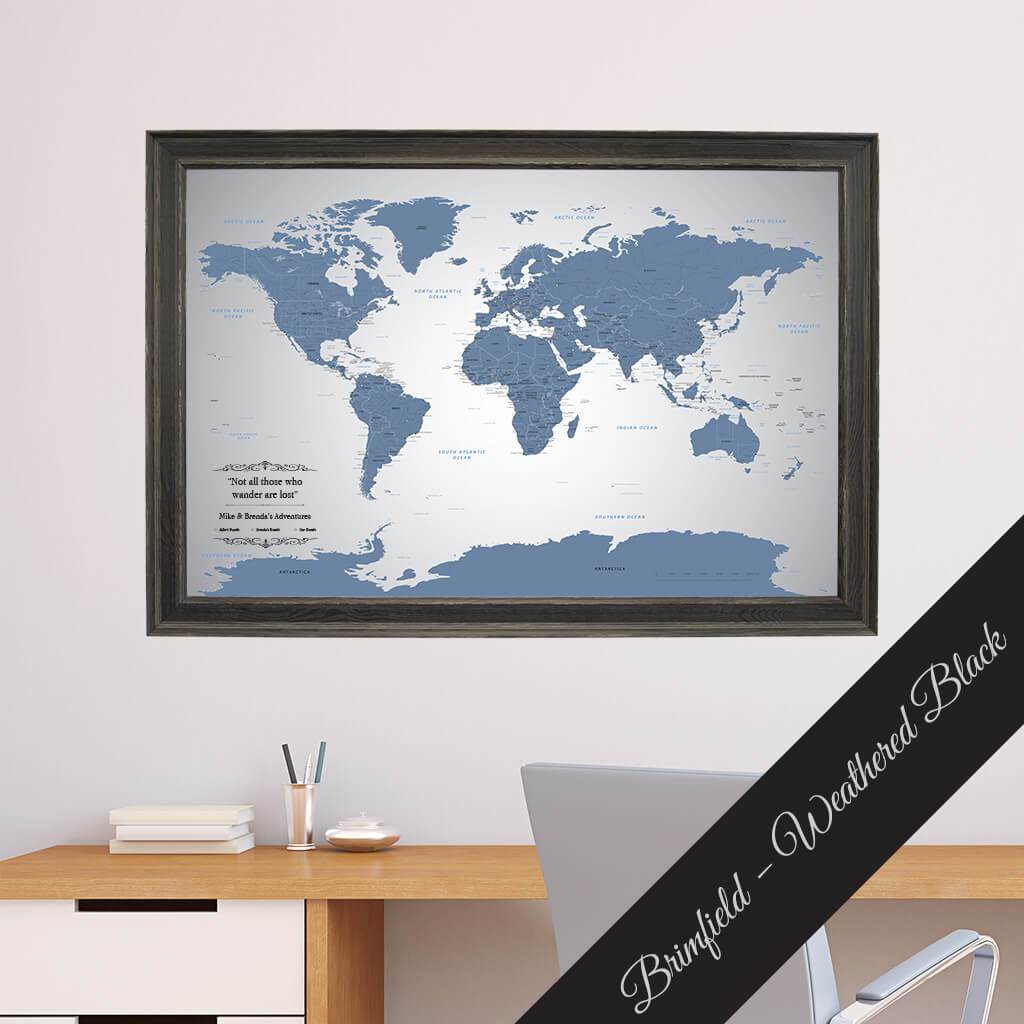 Blue Ice Canvas map in Premium Brimfield Black Frame
