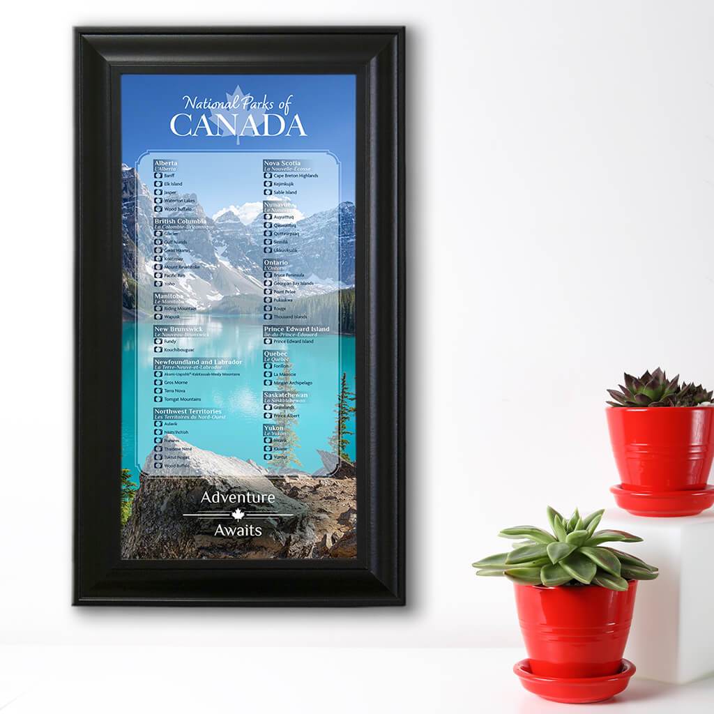 National Parks of Canada Bucket List Tracker - Black Frame