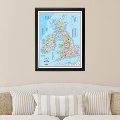 Classic Britain and Ireland Push Pin Map in Black Frame