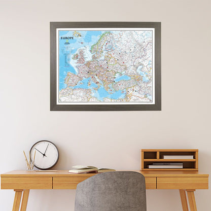 Push Pin Travel Maps Classic Europe in Barnwood Gray Frame