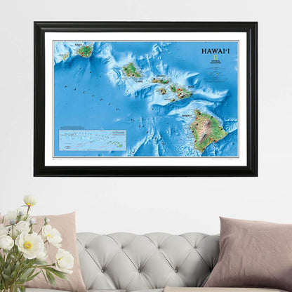 Hawaii Push Pin Travel Map Push Pin Travel Map in Black Frame