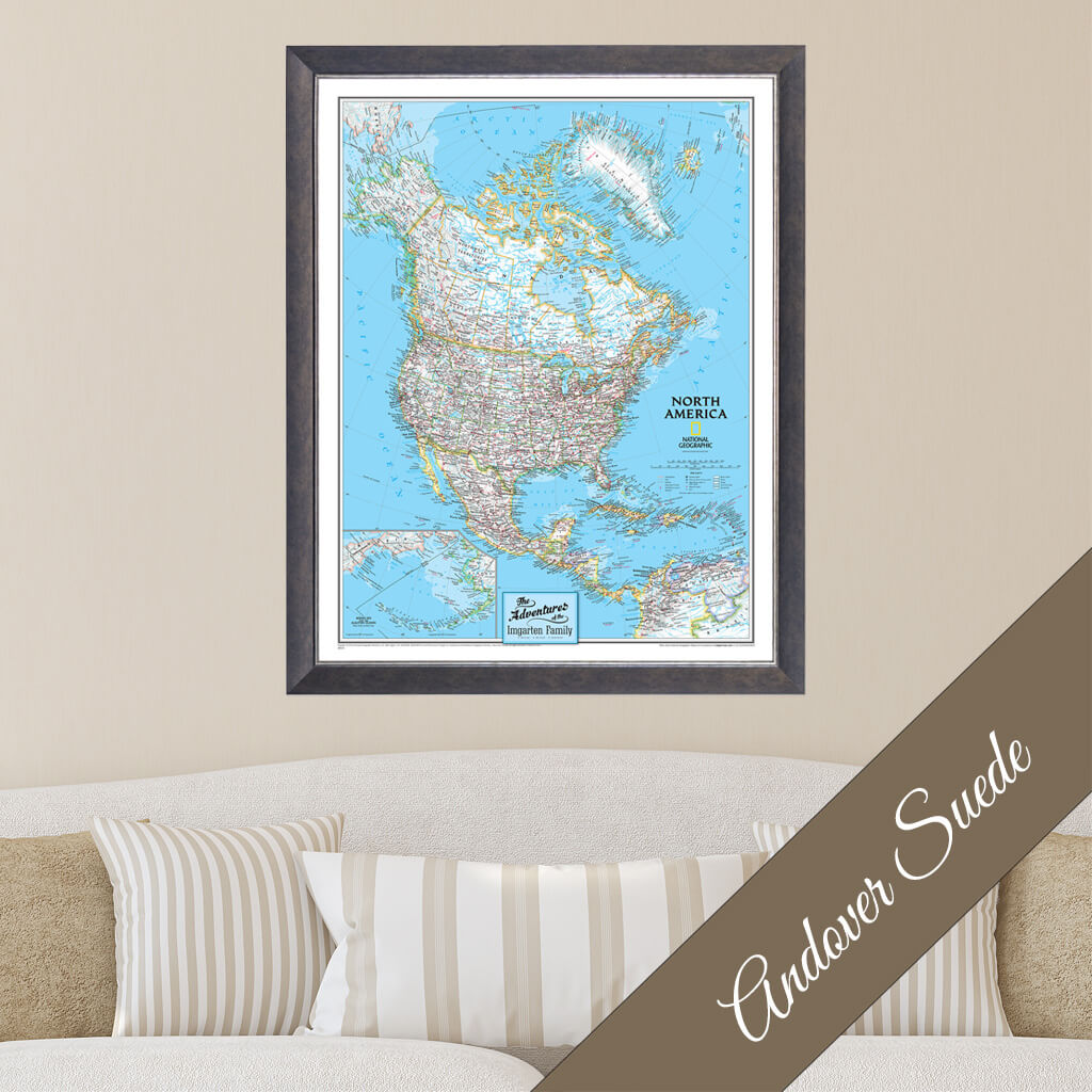 Canvas - Classic North America Travel Map with Pins