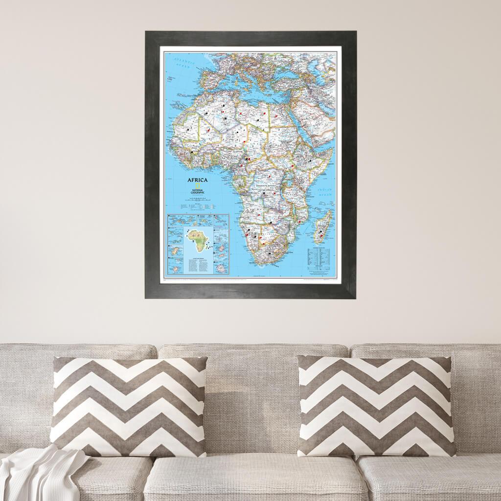Classic Africa National Geographic wall map Rustic Black Frame