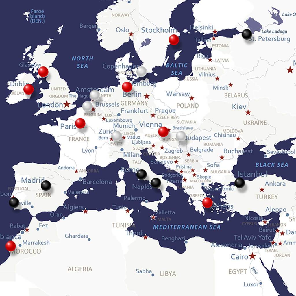 Closeup of Europe on Navy Explorers World Map