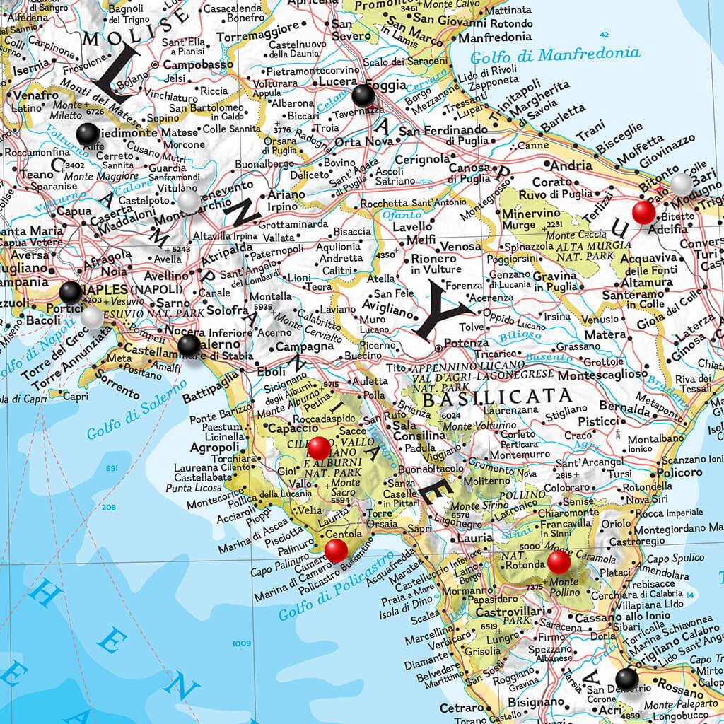 Classic Italy Map Closeup