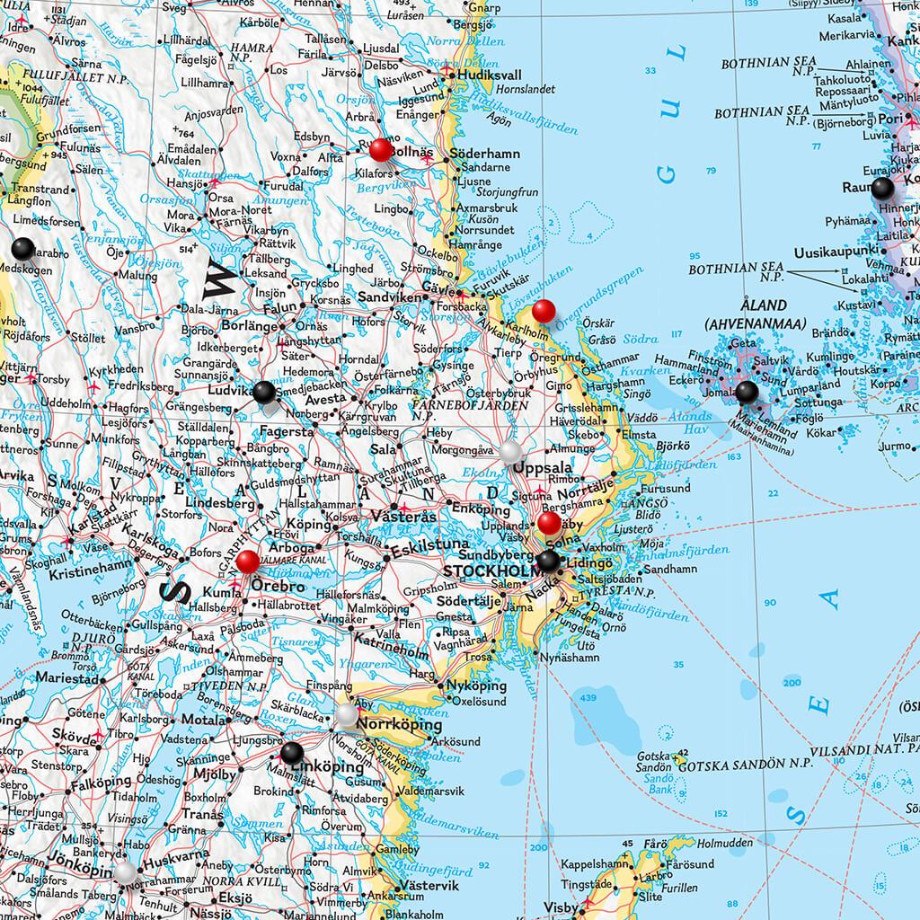 Closeup of Classic Scandinavia Map