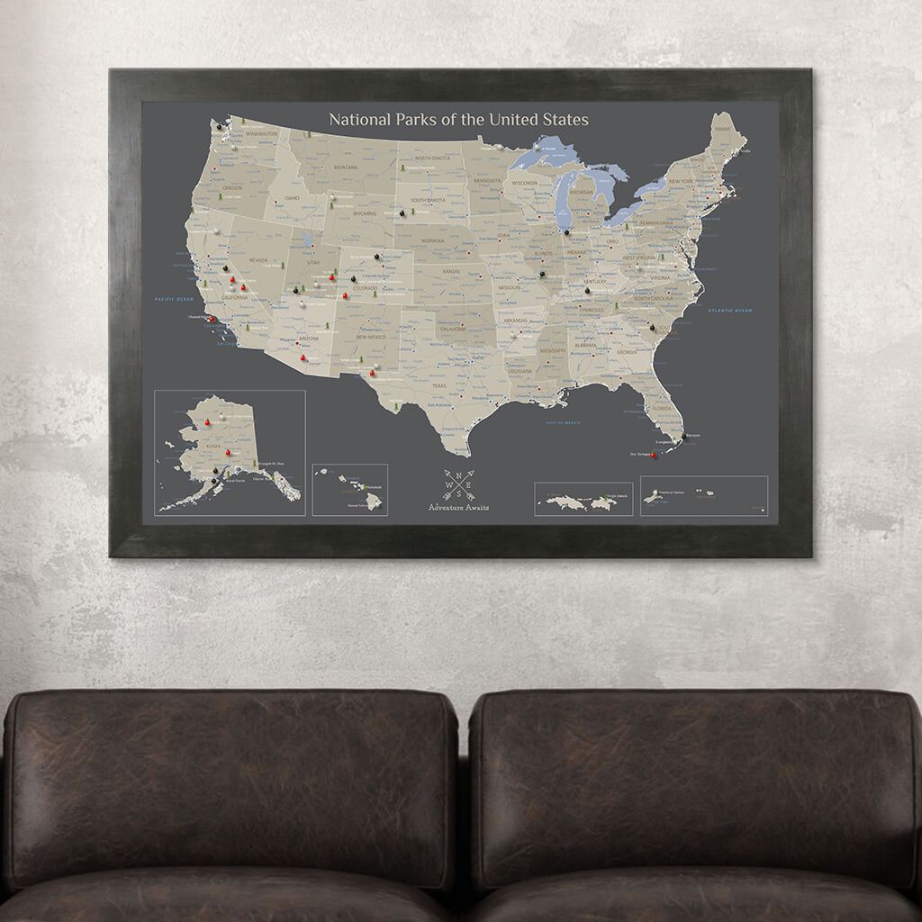 Canvas Earth Toned National Parks of the USA Rustic Black Frame