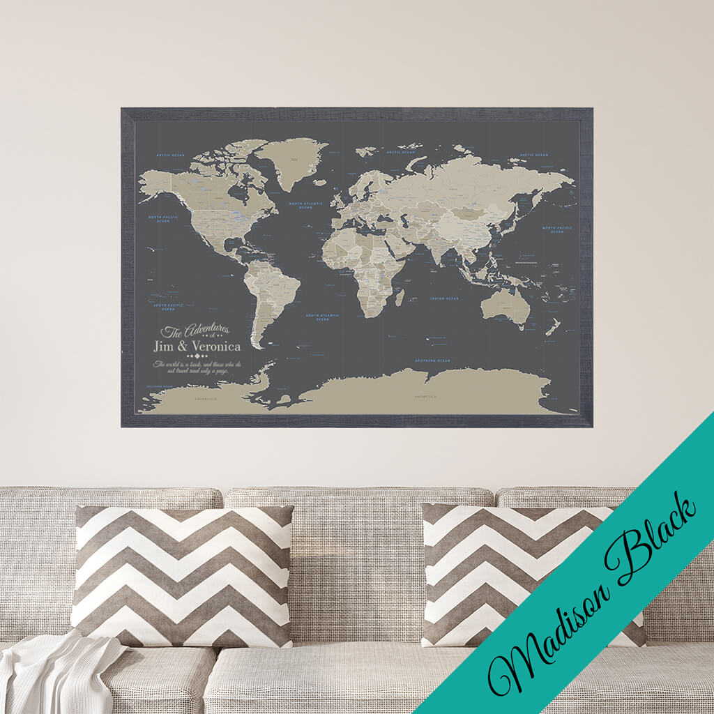 Canvas Earth Tone World Madison Black Frame