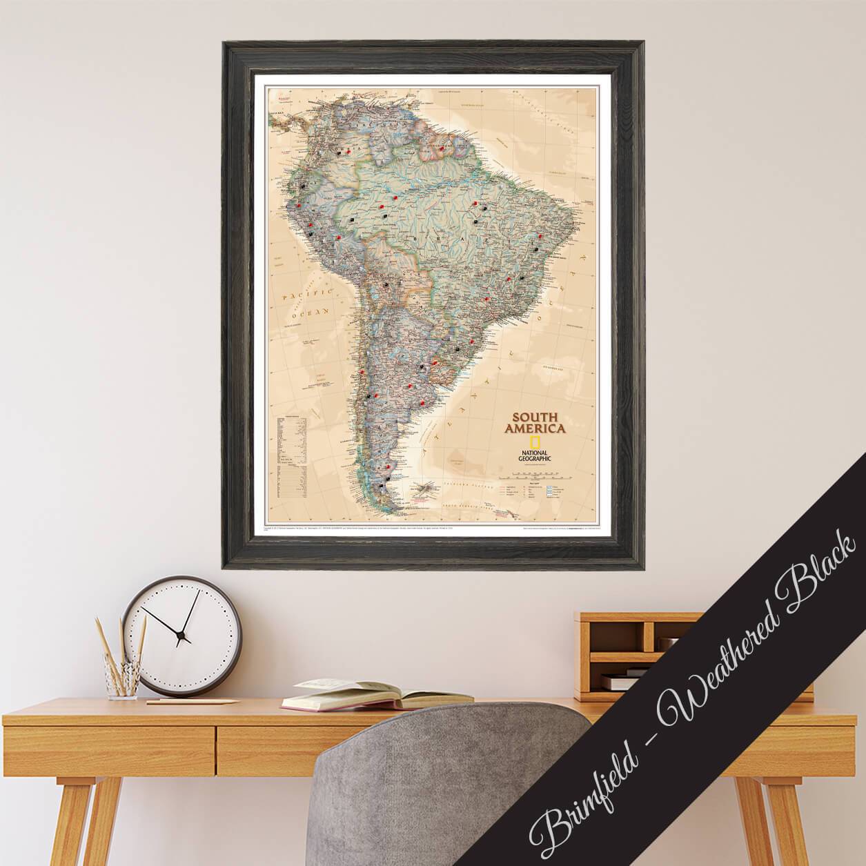 Canvas - Executive South America Travel Map with Pins