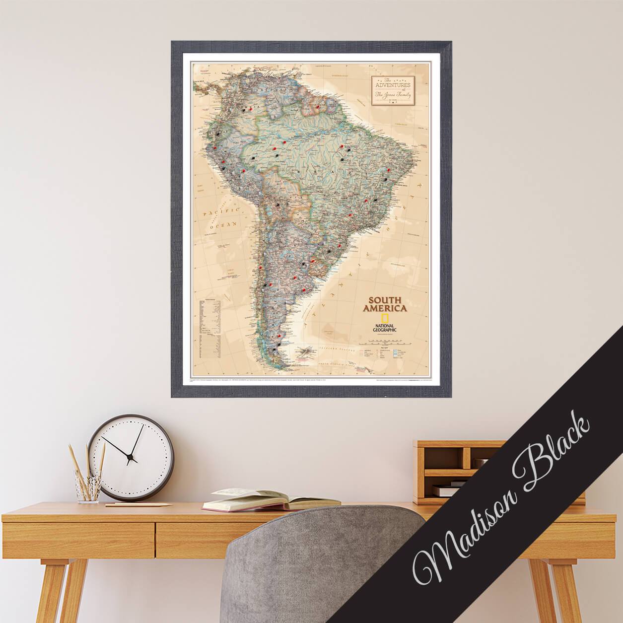 Canvas - Executive South America Travel Map with Pins