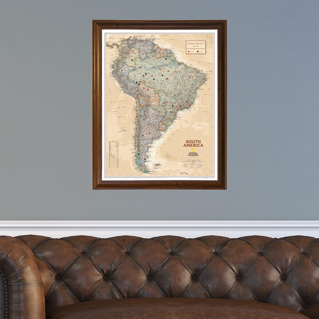 Canvas - Executive South America Travel Map with Pins