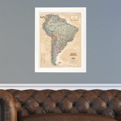 Canvas - Executive South America Travel Map with Pins