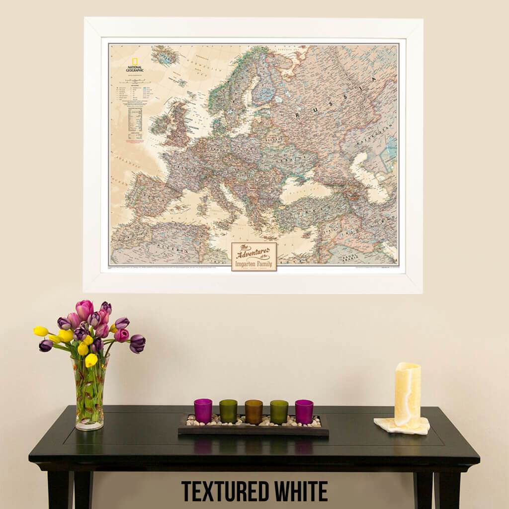 Canvas Executive Europe Push Pin Travel Map textured white frame
