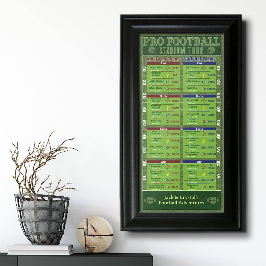 Football Stadiums Bucket List Black Frame