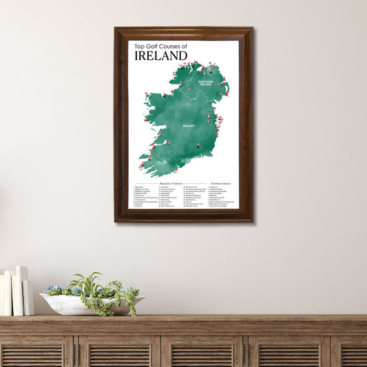Ireland and Northern Ireland's Top Golf Courses Map - Framed With Pins