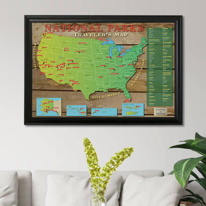 National Parks Map in Black Frame