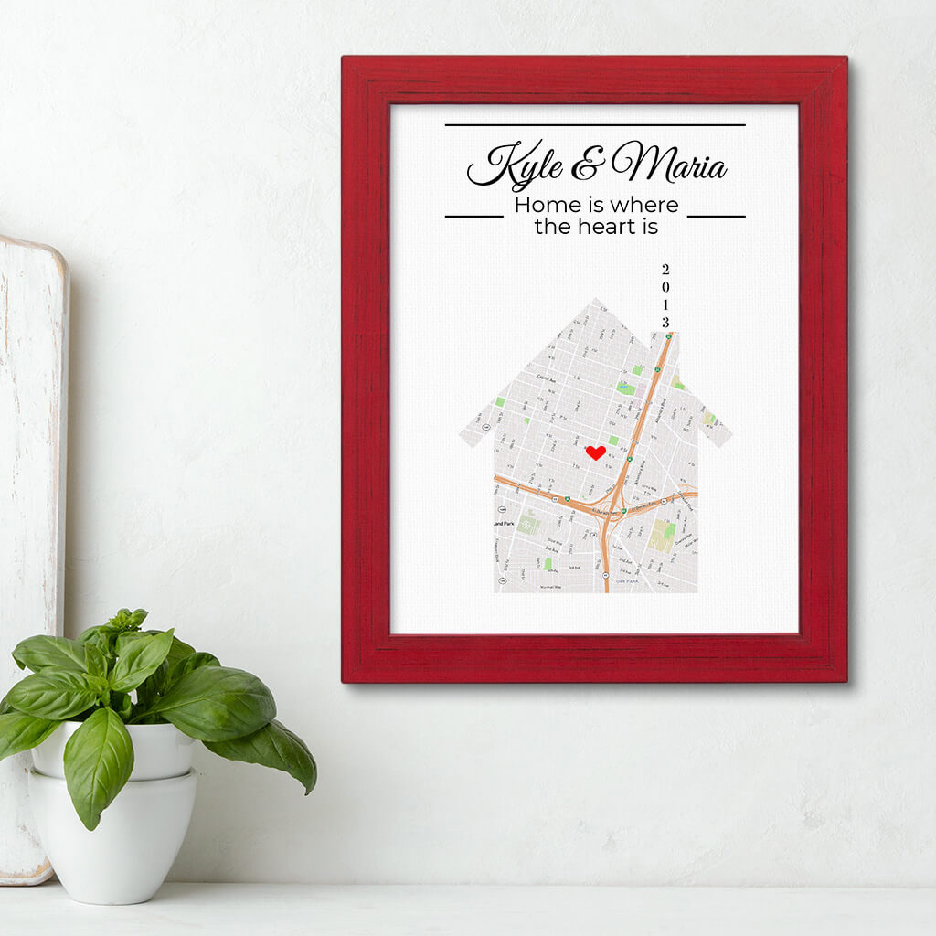 Home is Where the Heart Is Canvas Art Print Carnival Red Frame