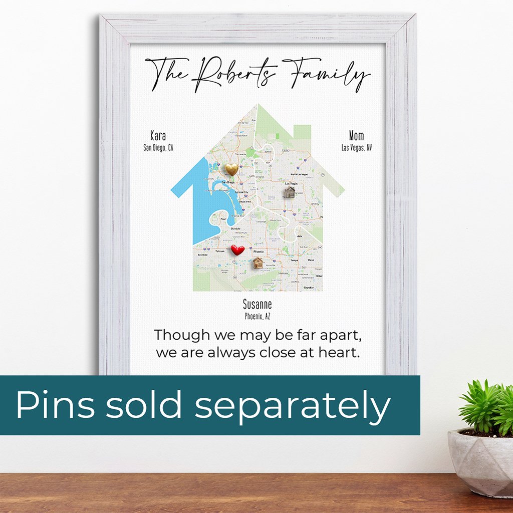 Custom Metal Push Pin Examples on Family Map House Art