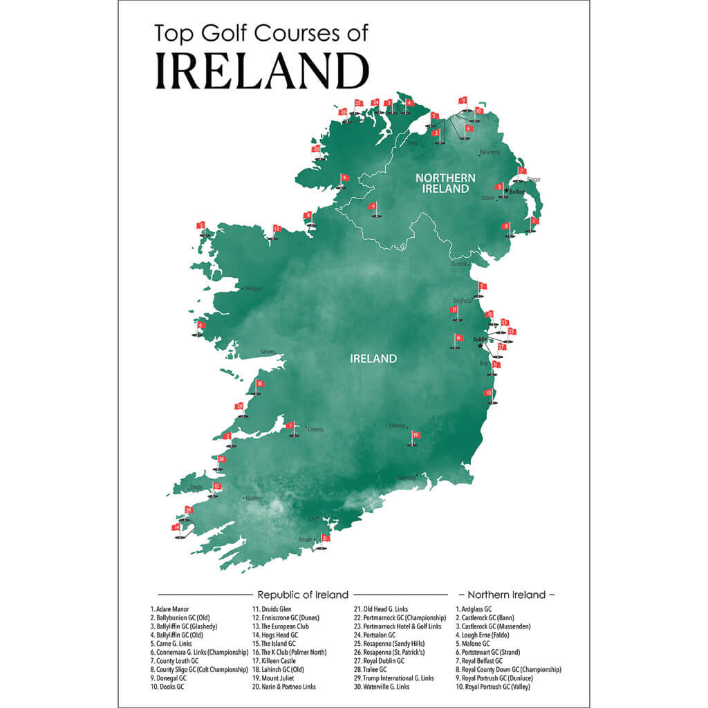 Full Map Preview of Ireland&#39;s Golf Courses