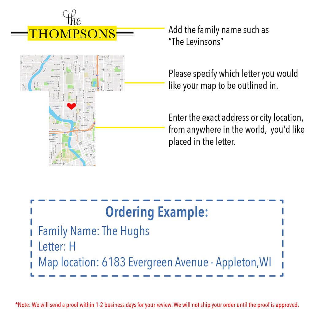 Order Instructions for Letter Shaped Map Art- Option 2