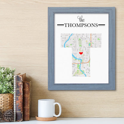 Letter Map Art Option 2 - Carnival Grey Frame