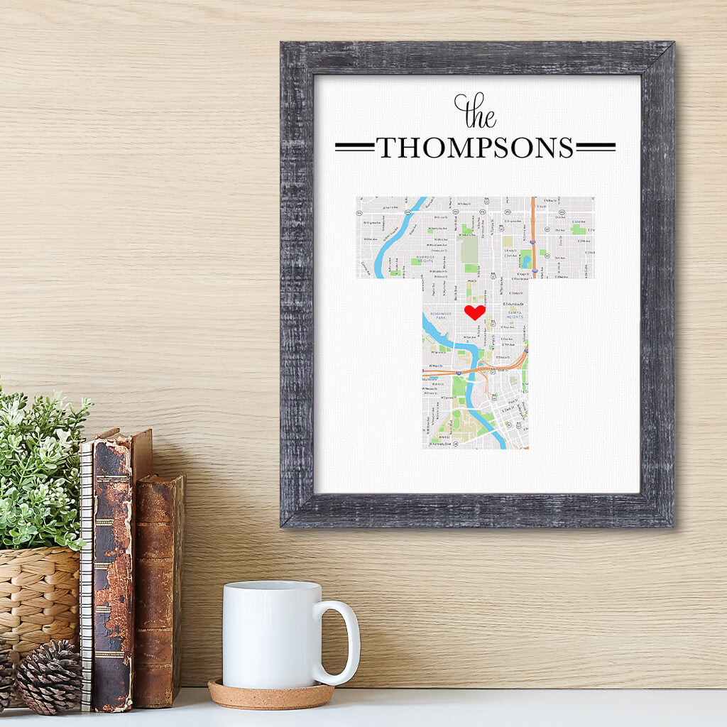 Letter Map Art Option 2 - Madison Grey Frame