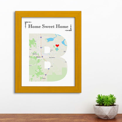 Letter Map Art Option 4 - Carnival Yellow Frame