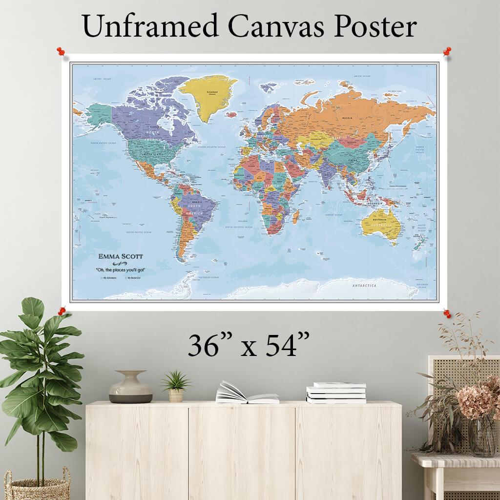 Blue Oceans World Canvas Poster 36 x 54