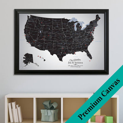 Black Ice USA Canvas Push Pin Map