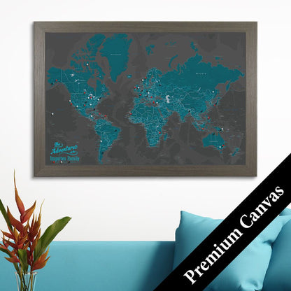 Canvas Midnight Dream Push Pin Travel Map