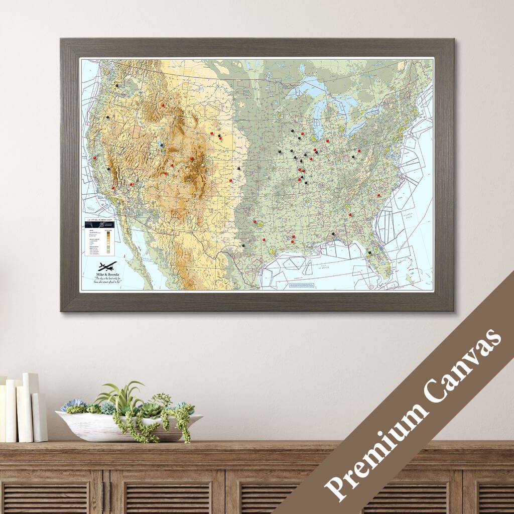 Canvas Pilot's VFR Wall Map with Pins