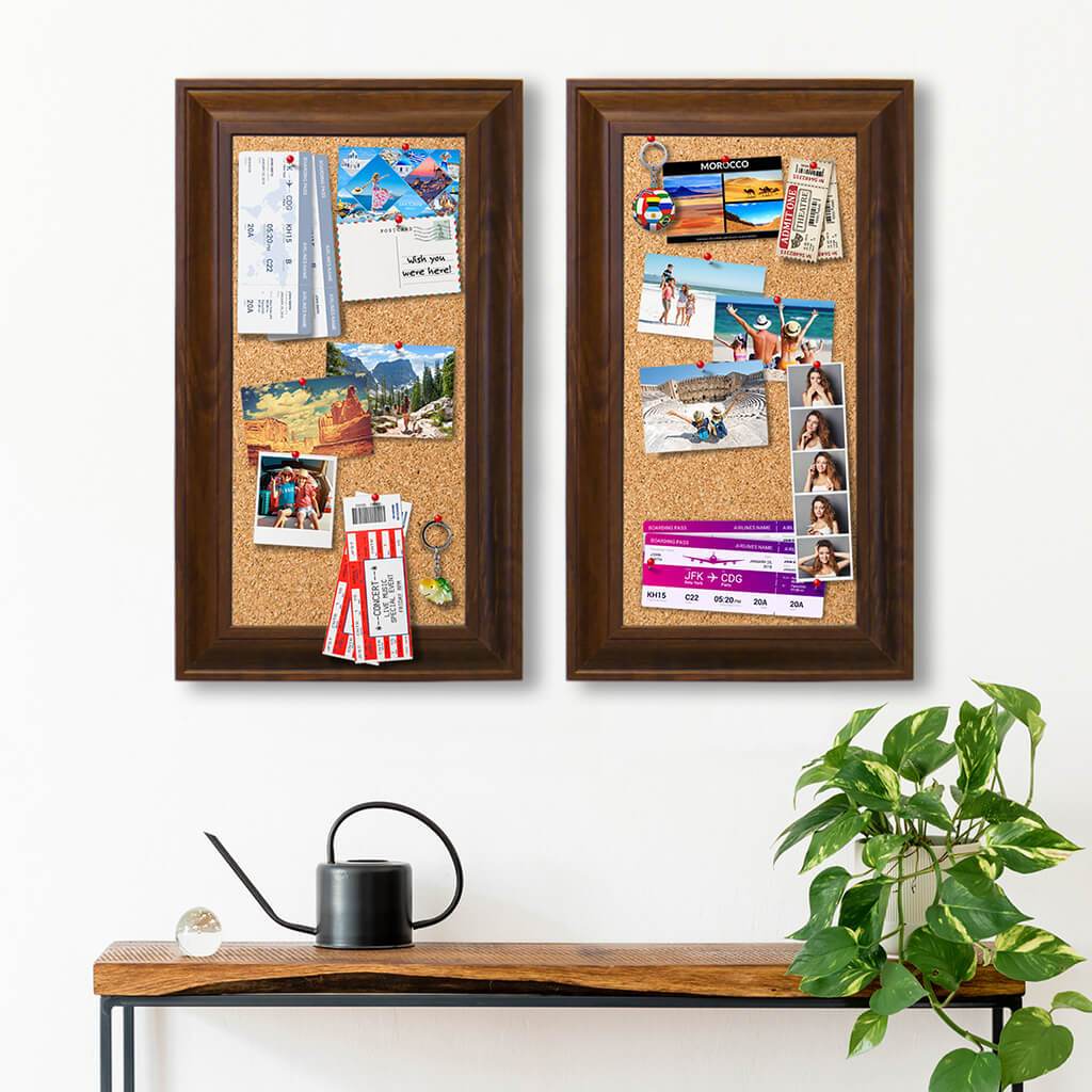 2 Pack Cork Memory Boards Brown Frame