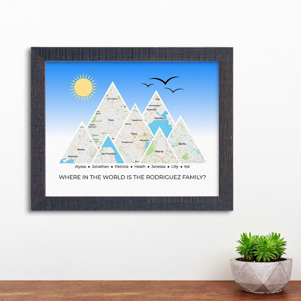 Mountain Map Art Option 4 in Madison Black Frame