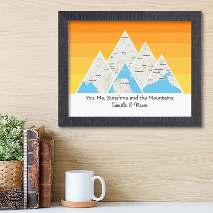 Mountain Map Art Option 5 in Madison Black Frame