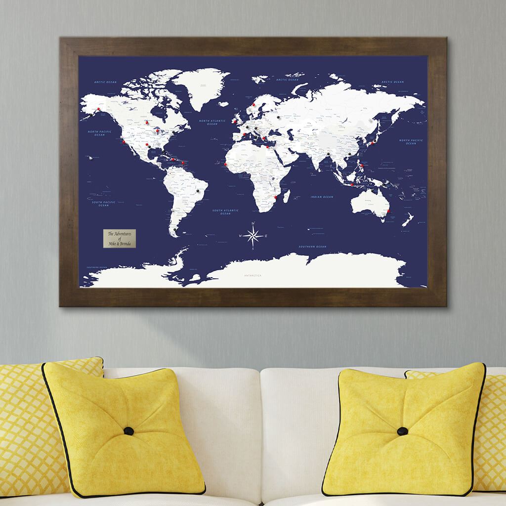 Navy Explorers World Push Pin Travel Map with Pins