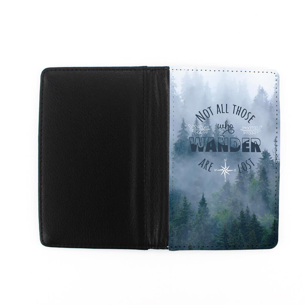 Misty Forest Not all who wander are lost passport holder