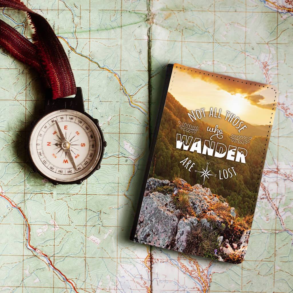 Not all who wander are lost Mountain Sun passport holder