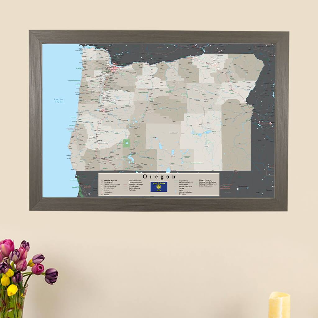 Earth Toned Oregon State Pin Travel Map main image