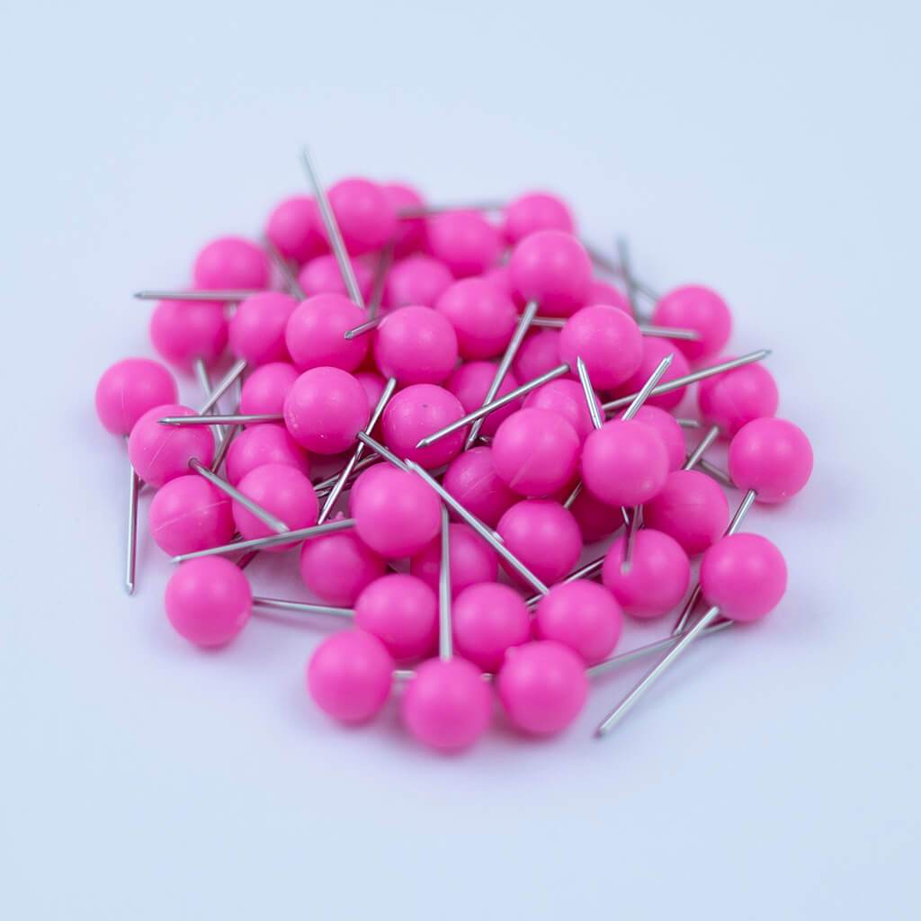 Pink Map Pins, Round Push Pins