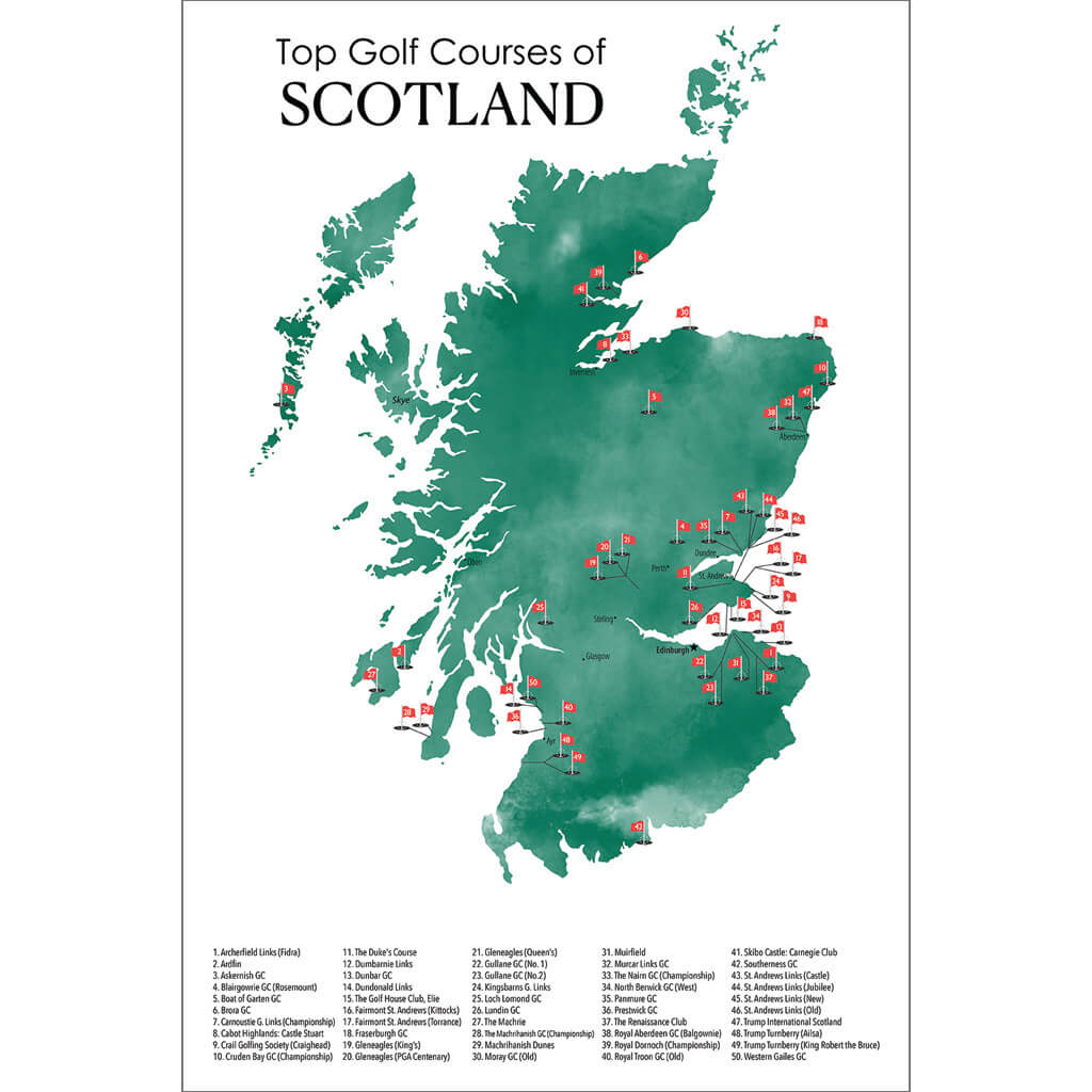 Full Map View of Scotland's Golf Courses