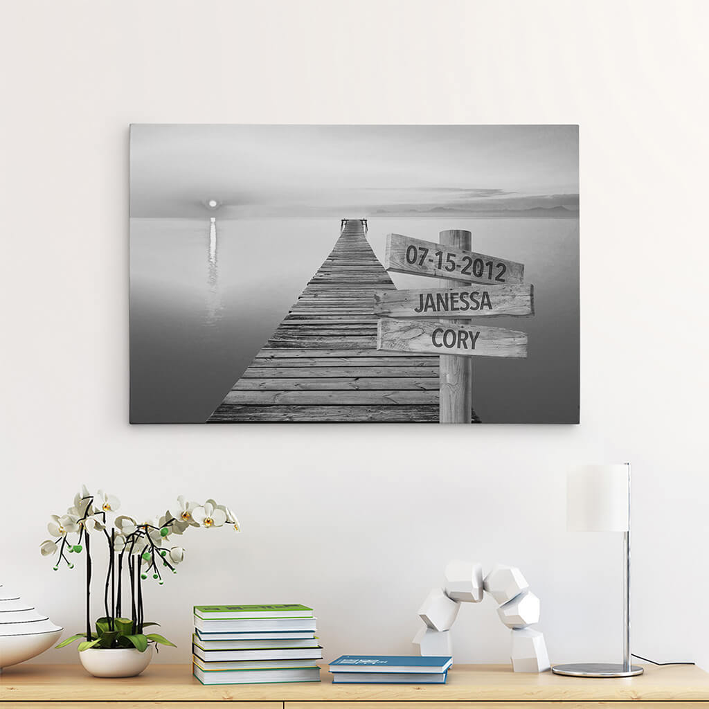 Ocean Dock Sign Art - 24x36 - B&W