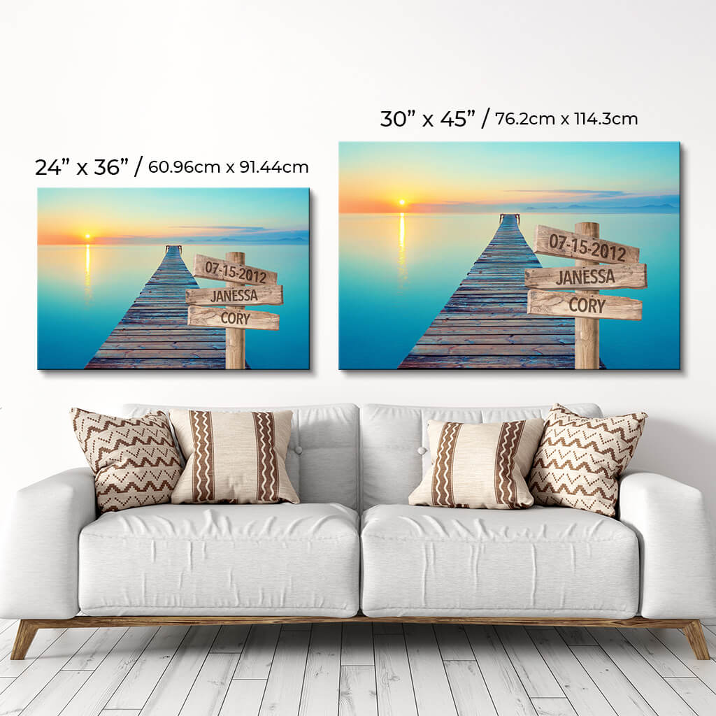 Ocean Dock Sign Art - Size Comparison