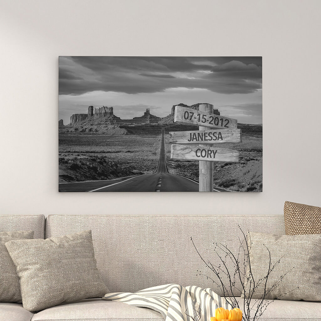 Monument Valley Sign Art - 24x36 - black and white