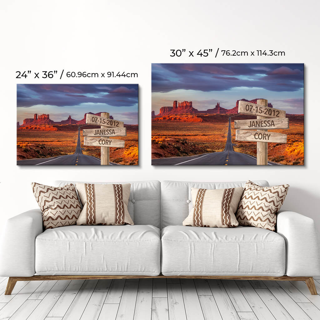 Monument Valley Sign Art - Size comparison